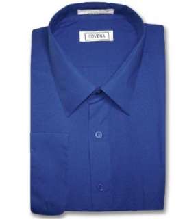 Mens ROYAL BLUE Color Dress Shirt w/ Convertible Cuffs Clothing