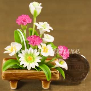   Miniature Rose Lily Plumeria Flower Arrangement Bouquet Pot 1:12 XS1