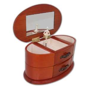 Beautiful Wooden Ballerina Musical Jewelry Box With Amazing Drawers 