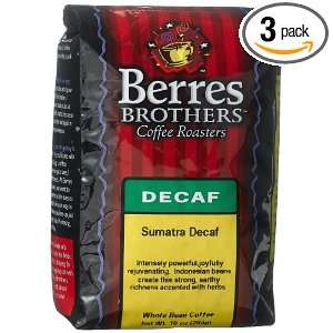 Berres Brothers Coffee Roasters Decaf Sumatra Coffee, Whole Bean, 10 