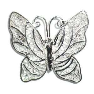  Sterling Silver Filigree Butterfly Pin Jewelry