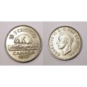  Brilliant Uncirculated Canadian 1937 Dot Nickel 