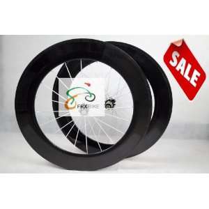 100 full carbon 88mm clincher bicycle wheels:  Sports 