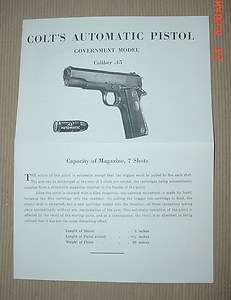  Gov. Model 50 60 Component Parts Colts Automatic Pistol Caliber .45