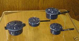Miniatures Accessories #B 75 Blue Pots & Pans 1/4 1/2 NEW from our 