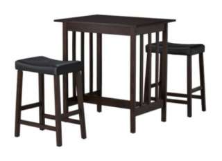 NEW Espresso Brown 3pc Counter Height Pub Bar Kitchen Table & Saddle 