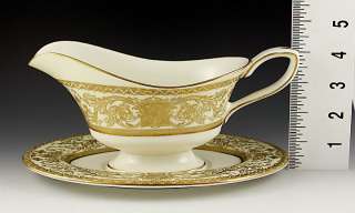 ROYAL WORCESTER EMBASSY CREAM & GOLD GRAVY BOAT PLATE  