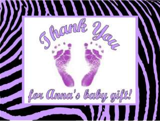   Purple Zebra Print Baby Shower Thank You Cards Personalized  