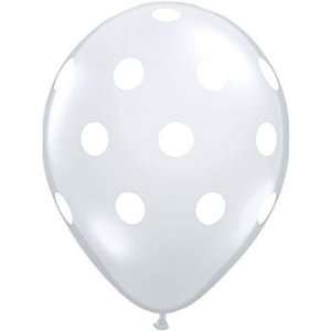  12 Clear and White Polka Dot Balloons 