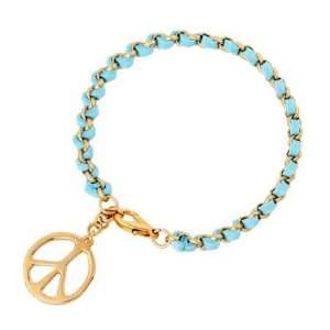   Turquoise Woven Fabric Peace Charm Bracelet Fashion Jewelry Jewelry
