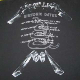 VINTAGE METALLICA 1991 HISTORIC DATES CONCERT T SHIRT TOUR CONCERT 