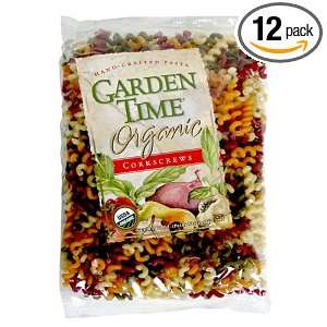Garden Time Organic Four Color Corkscrews (Fusilli), 10 Ounce Packages 