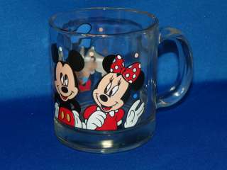 Walt Disney World Orlando Mickey Minnie Donald Goofy Glass Coffee Mug 