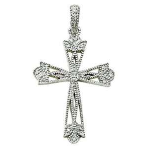  Real Cut Diamond Cross Necklace in a Pierced Design Cross Necklaces 