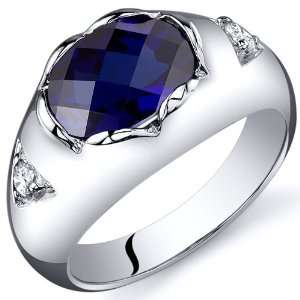  Oval Checkerboard Cut 2.50 carats Blue Sapphire Ring in 