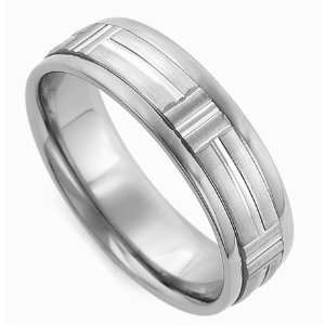  6.0 Millimeters 14Kt White Gold Ring with Art Deco Design 