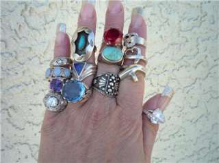 Vintage and Contempory Resale Lot Sterling Gemstone Rings, Necklace 
