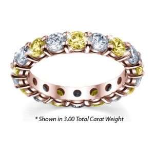 Womens Diamond Eternity Ring Shared Prong Diamond and Yellow Sapphire 