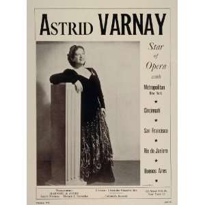  1947 Astrid Varnay Metropolitan Opera ORIG. Booking Ad 
