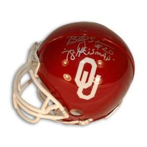  Signed Billy Sims Mini Helmet   with 78 Heisman 