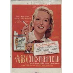  HOLM. .. 1948 Chesterfield Cigarettes Ad, A3108. See CELESTE HOLM 