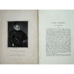  Fulke Greville Lord Brooke Memoirs Portrait 1836 Print 