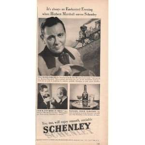  1951 Herbert Marshall Photo Schenley Whiskey Print Ad 