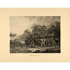  1894 Print Captain James Cook Death Hawaii John Webber 