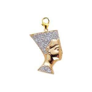  Nefertiti, 14K White Gold Diamond Charm: Jewelry