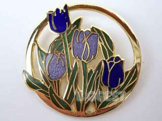 NEW TULIP Flower Cloisonné Brooch Hand Crafted Enamel Jewellery GIFT 