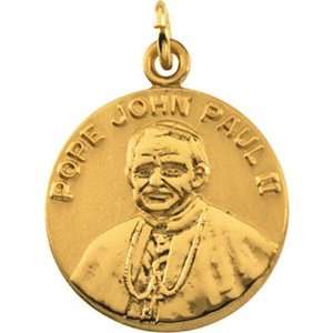  14K Yellow Gold Pope John Paul II Medal   18.00mm Jewelry