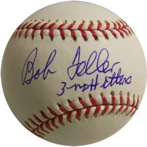  Autographed Bob Feller Baseball   with 3 NoHitters 