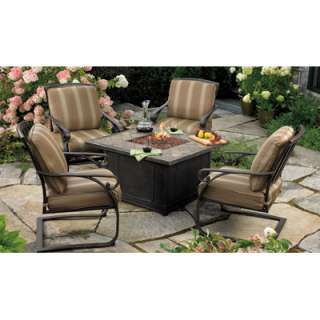 Living Home Outdoors Sunset Bay 5 Patio Set w Firepit  