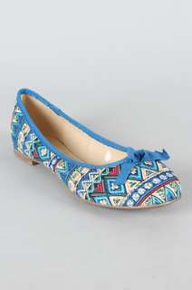 BLUE Womens Tribal Print Round Toe Ballet Flats Size 6 to 11  