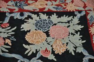 3x5 WOOL AREA RUG FRENCH AUBUSSON NAVY RED TAPESTRY  