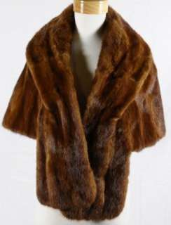 Vintage Reddish Brown Mink Fur Cape Wrap  
