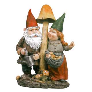 Mushroom Hunters Garden Gnome Statue  