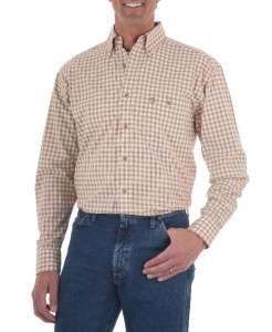 Wrangler George Strait Cream & Khaki Printed Poplin Long Sleeve Shirt 