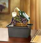   WATER FOUNTAIN WINE BOTTLE GLASSES GRAPES GRAPEVINE TABLE TOP NEW