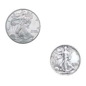   American Silver Eagle with Walking Liberty Half Dollar Toys & Games