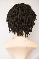 Short Black Brown or Auburn Dreadlock Wigs  