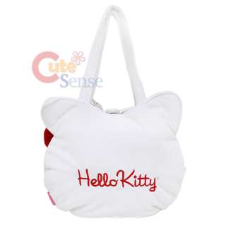 Sanrio Hello Kitty Face Plush Shoulder Bag Hand Bag w/ 3D Red Bow 