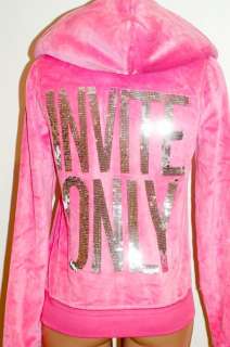 NWT Victorias Secret Bling Sequins PINK INVITE ONLY Fur Velour Hoodie 