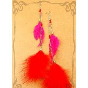 New Fashion Red Pink Feather Dangle Earrings Everything 