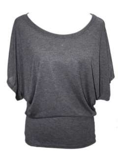   Boatneck Dolman Sleeve Blouse Jersey Tee Up to Plus Size Clothing