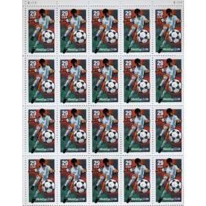  World Cup Soccer Sheet of 20 x 29 cent US Postage Stamp 