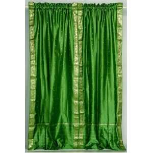  Forest Green 84 inch Rod Pocket Sheer Sari Curtain Panel 