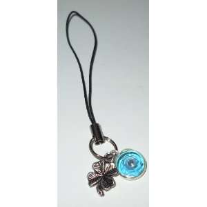  Lucky Cell Phone Charm with 4 Leaf Clover and Evil Eye 