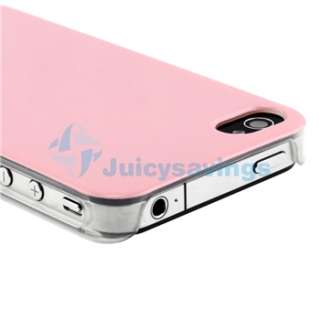 Pink +Pink Hard Zebra Clear Side Skin Case For iPhone 4 4S 4G S 