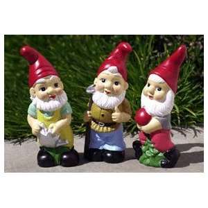  Set of 3 Hand painted Ceramic Garden Gnomes Patio, Lawn & Garden
